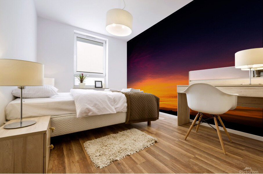 Sunset Over Farmland Mural print